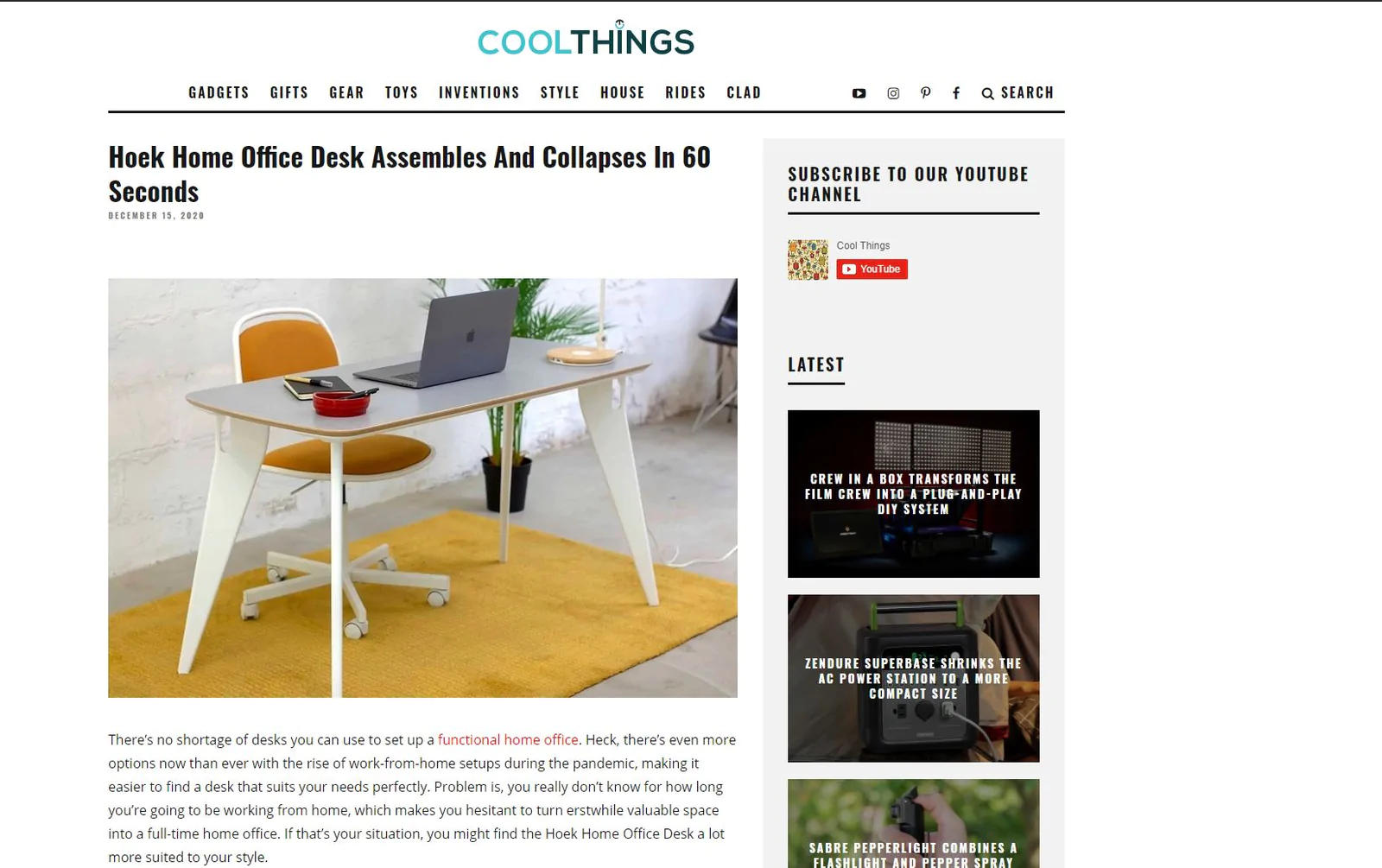 Hoek Has Been Featured by CoolThings!